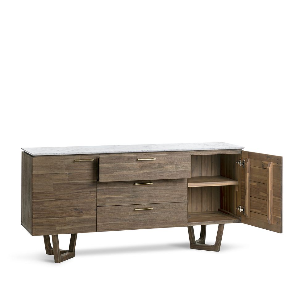 Islington Marble and Dark Acacia Large Sideboard 8