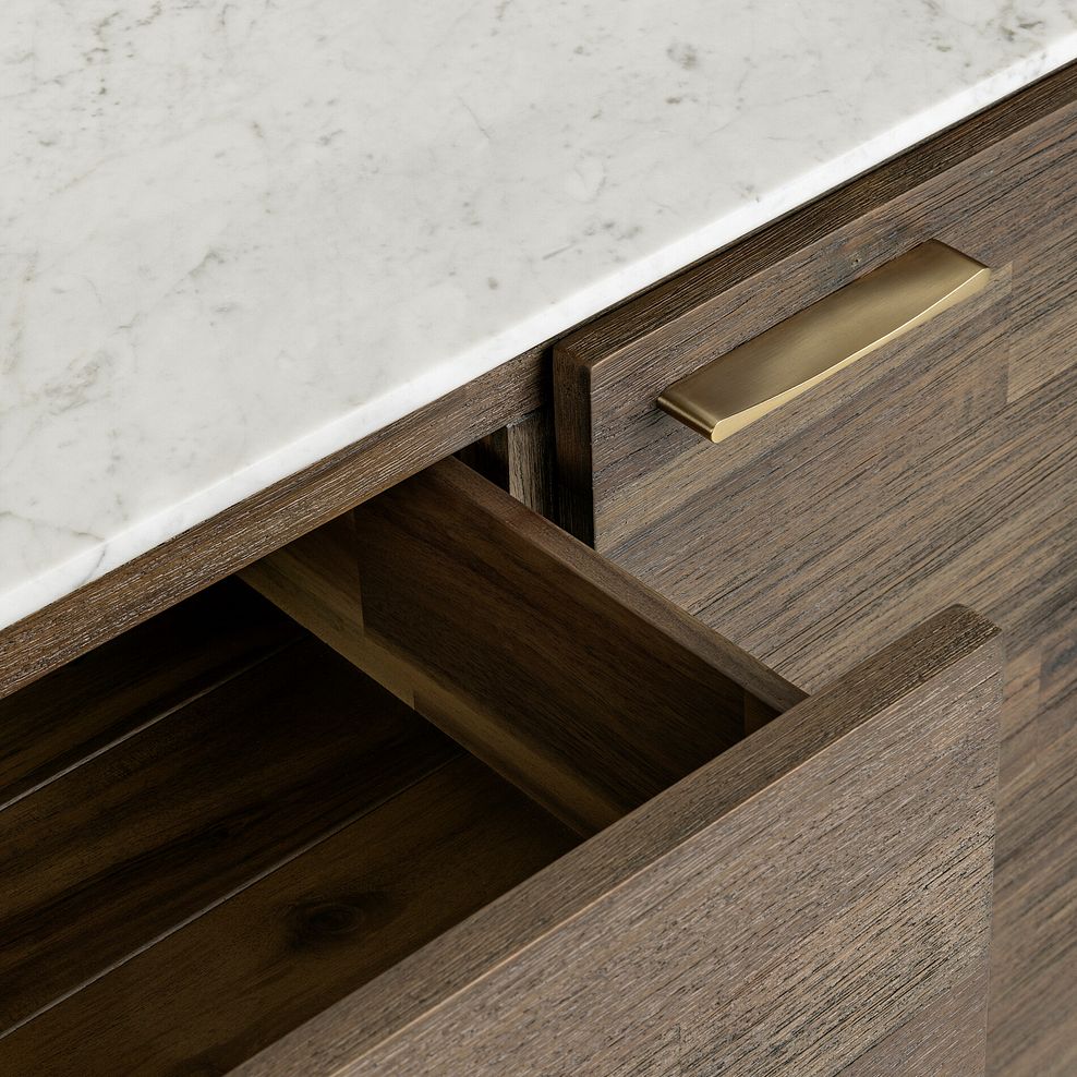 Islington Marble and Dark Acacia Large Sideboard 14