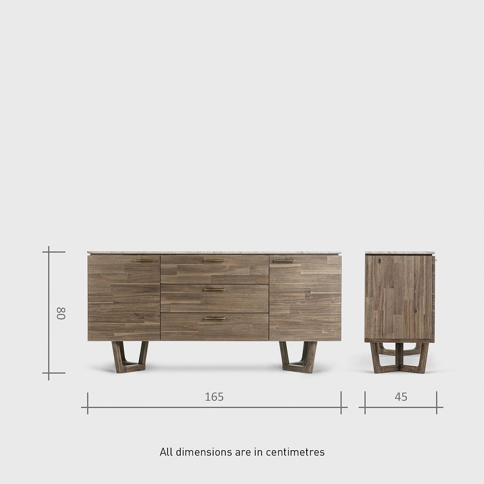 Islington Marble and Dark Acacia Large Sideboard 17