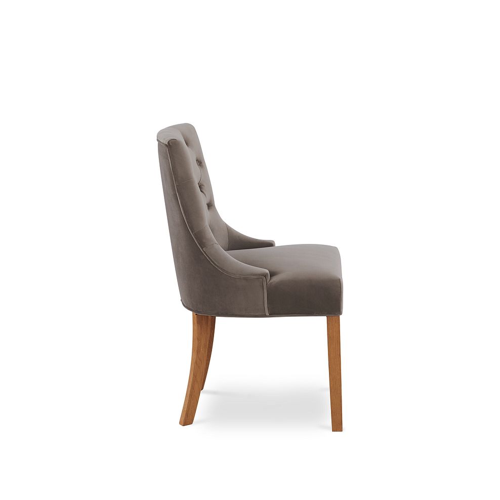 Isobel Button Back Chair in Taupe Velvet with Natural Oak Legs 4