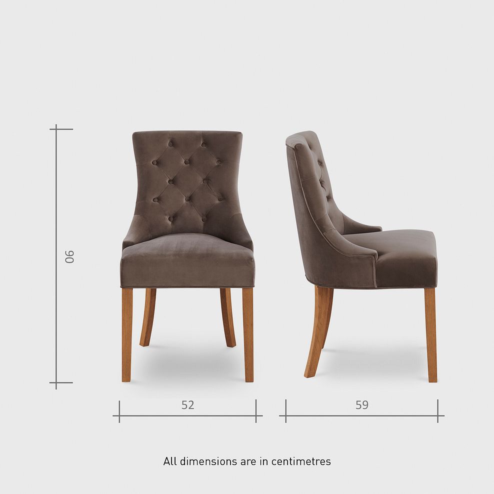 Isobel Button Back Chair in Taupe Velvet with Natural Oak Legs 6