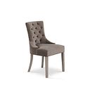 Isobel Button Back Chair in Taupe Velvet with Weathered Oak Legs