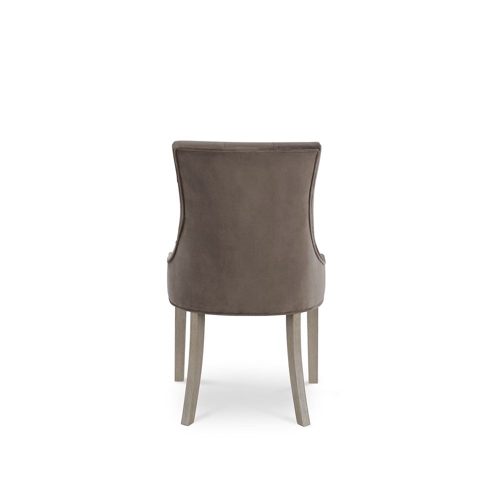 Isobel Button Back Chair in Taupe Velvet with Weathered Oak Legs 3