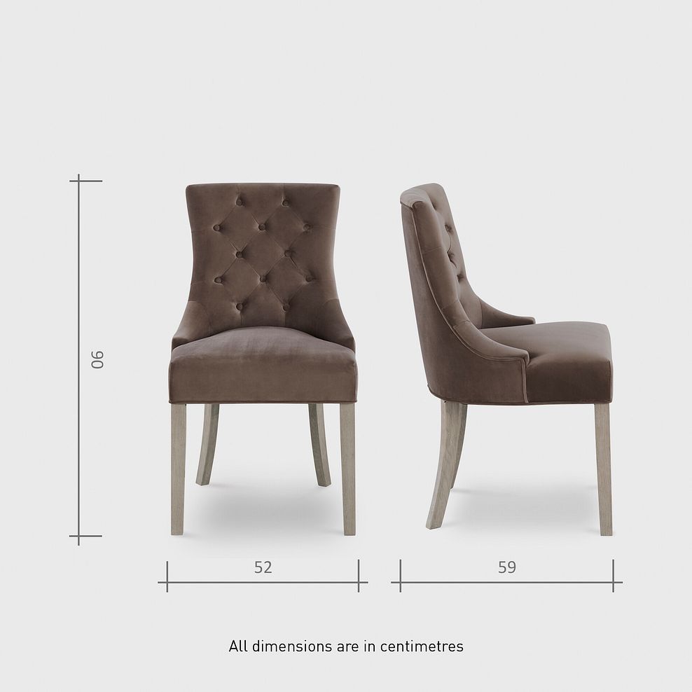 Isobel Button Back Chair in Taupe Velvet with Weathered Oak Legs 6
