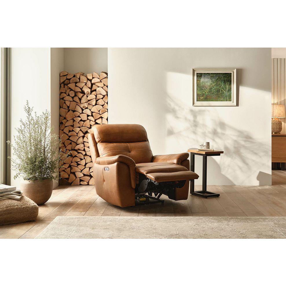 Iver Electric Recliner Armchair with Power Headrest in Virgo Cognac Leather 1