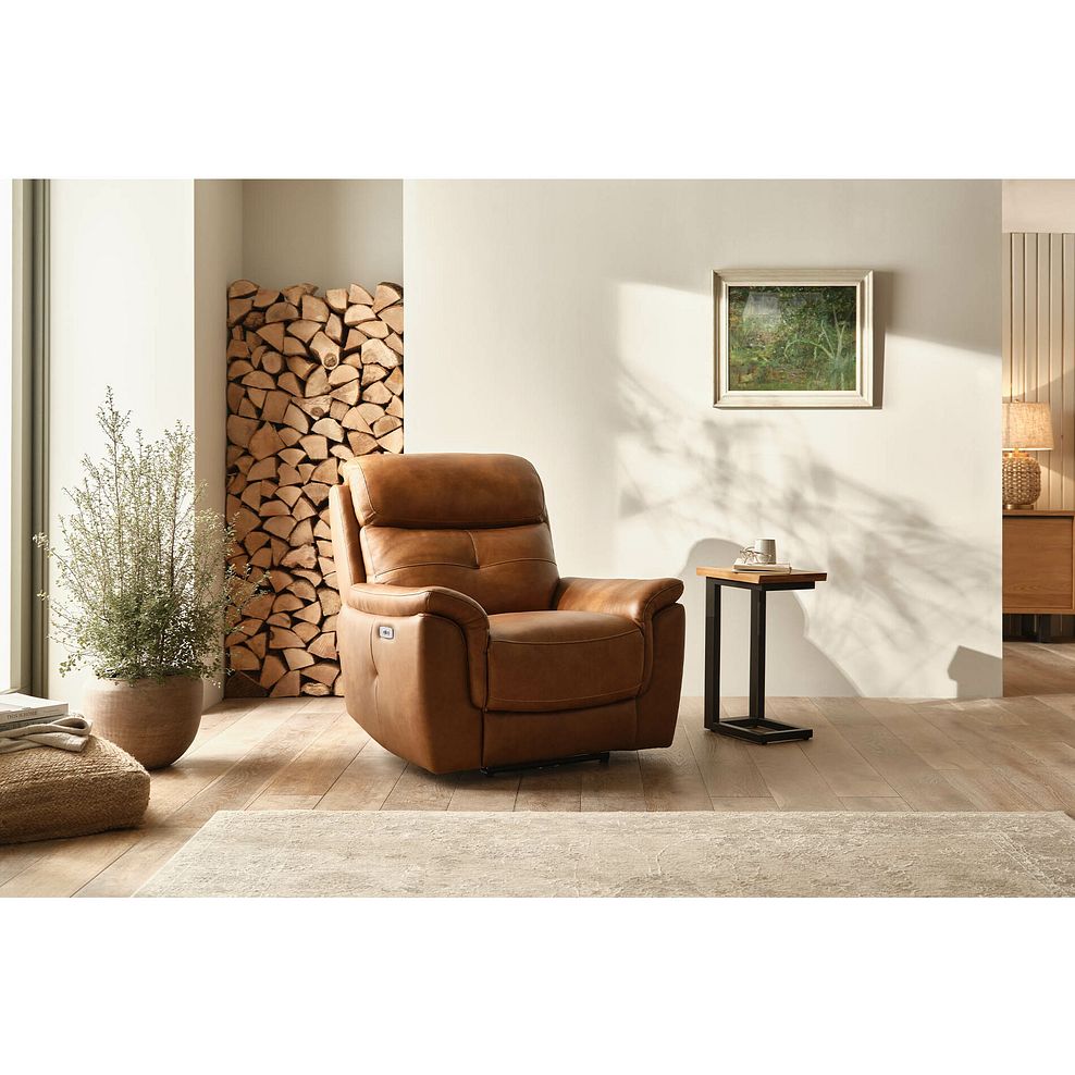 Iver Electric Recliner Armchair with Power Headrest in Virgo Cognac Leather 4