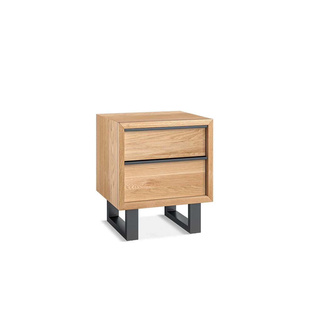 Maine Natural Solid Oak & Metal 2 Drawer Bedside Table 4