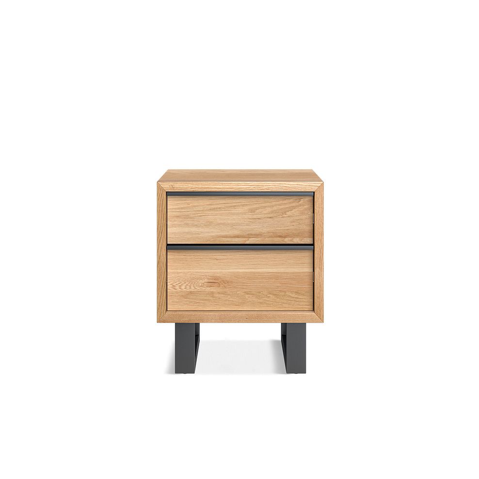 Maine Natural Solid Oak & Metal 2 Drawer Bedside Table 6