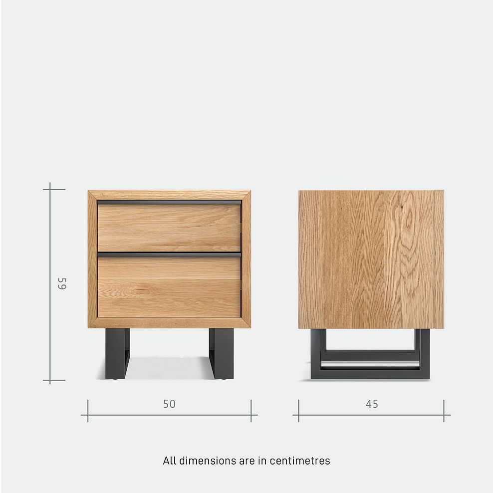 Maine Natural Solid Oak & Metal 2 Drawer Bedside Table 8