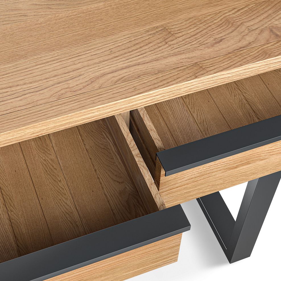 Maine Natural Solid Oak & Metal Console Table 7