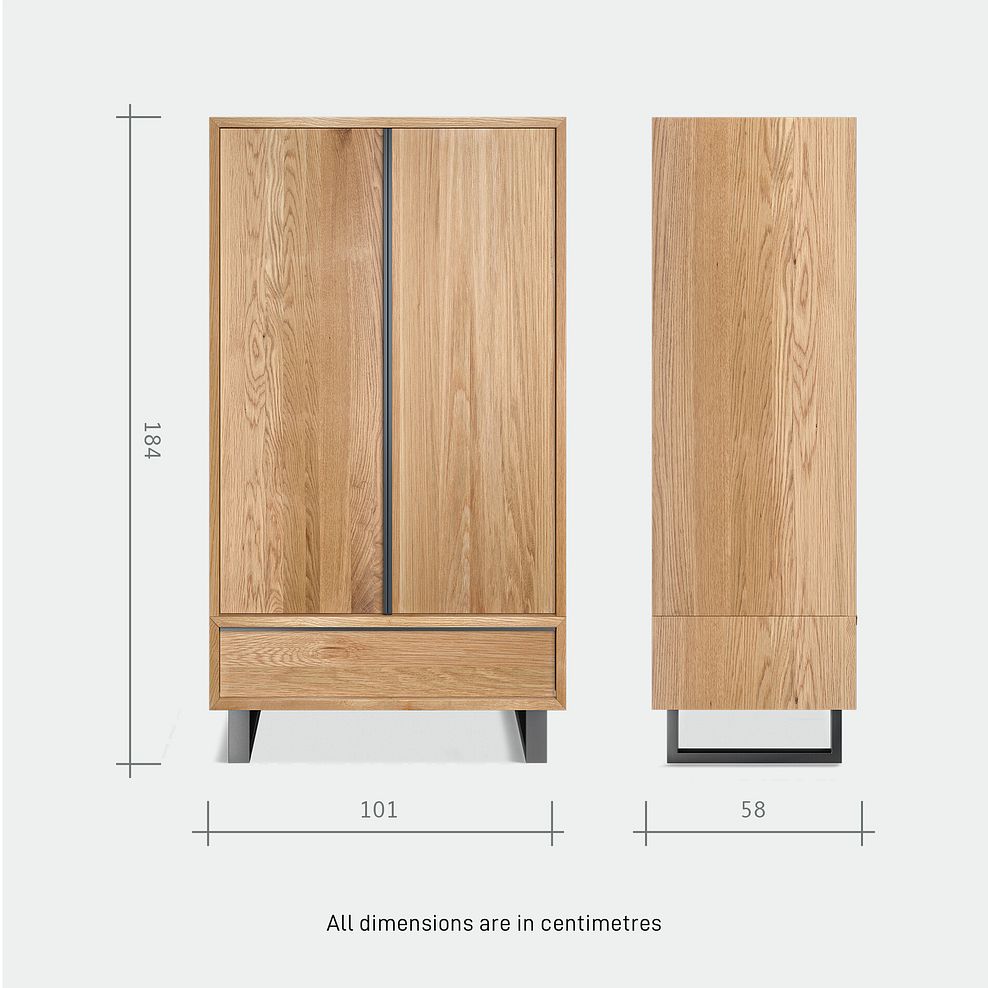 Maine Natural Solid Oak & Metal Double Wardrobe 11