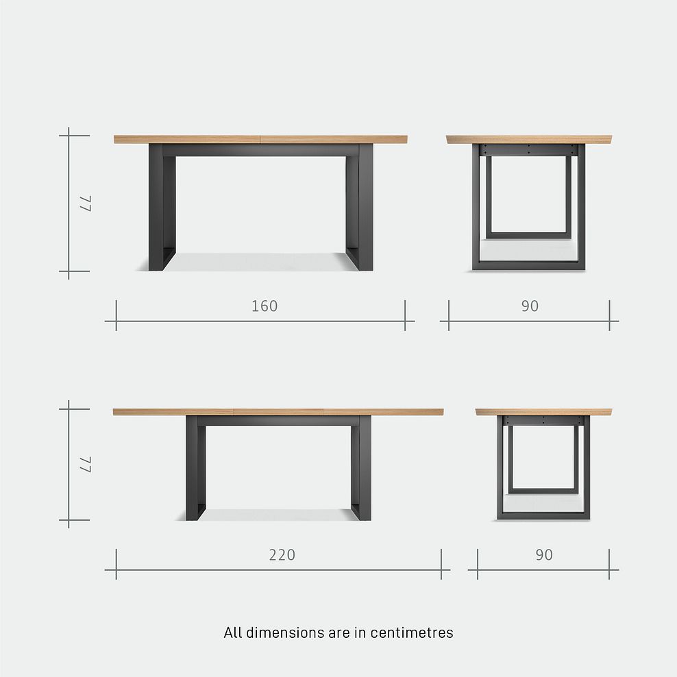 Maine Natural Solid Oak & Metal Extending Dining Table 160-220cm 8
