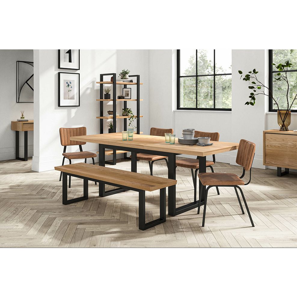 Maine Natural Solid Oak & Metal Extending Dining Table 160-220cm 9
