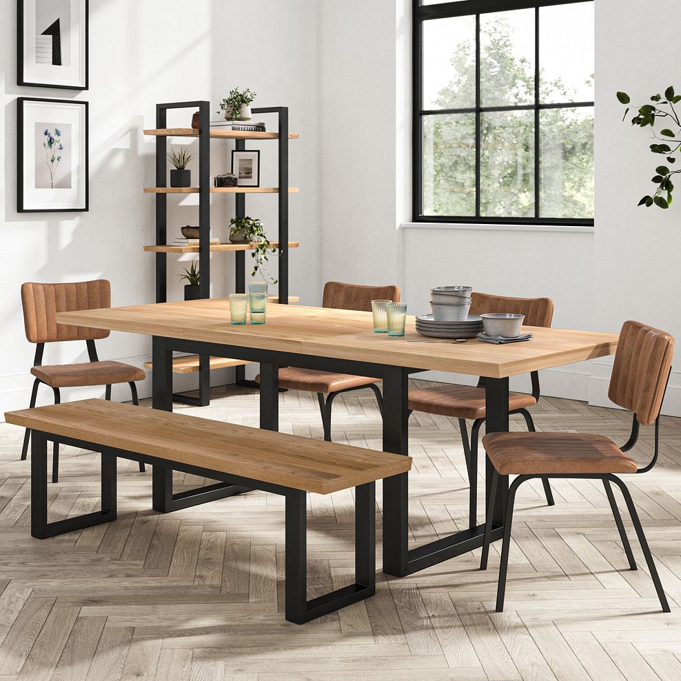 Maine Natural Solid Oak & Metal Extending Dining Table 160-220cm 1