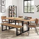 Maine Natural Solid Oak & Metal Extending Dining Table 160-220cm