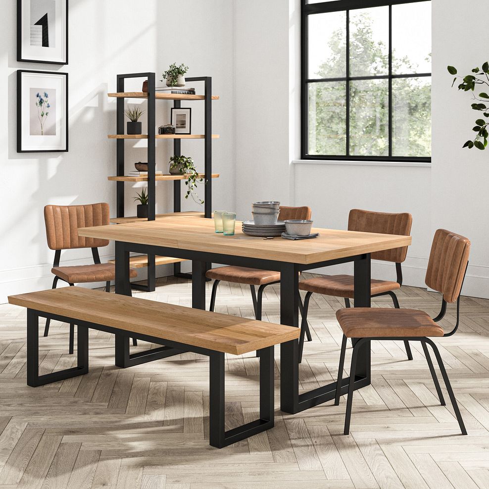 Maine Natural Solid Oak & Metal Extending Dining Table 160-220cm 2