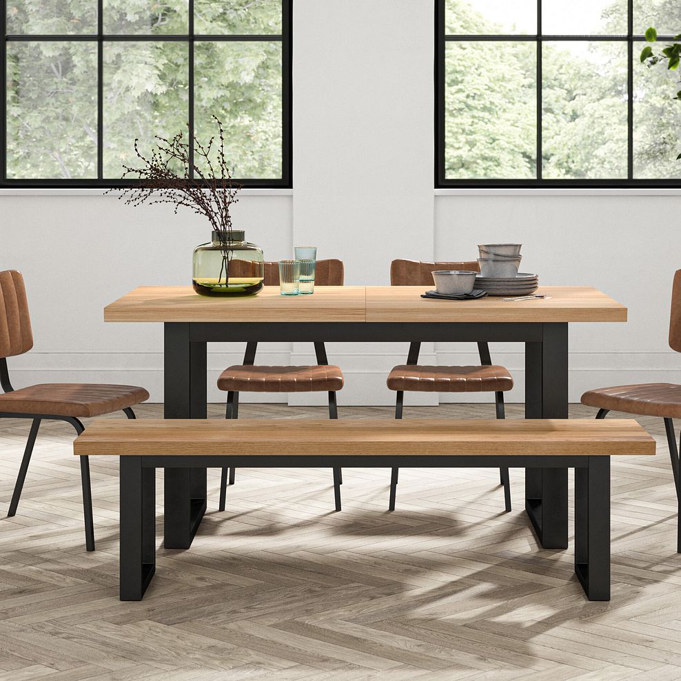 Maine Natural Solid Oak & Metal Extending Dining Table 160-220cm 3