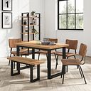 Maine Natural Solid Oak & Metal Fixed Dining Table 130cm