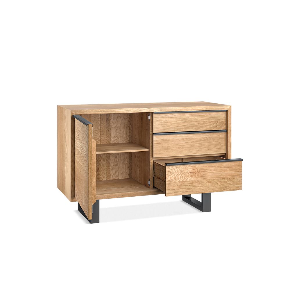 Maine Natural Solid Oak & Metal Small Sideboard 4