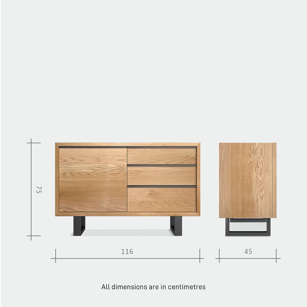Maine Natural Solid Oak & Metal Small Sideboard 11