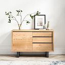 Maine Natural Solid Oak & Metal Small Sideboard