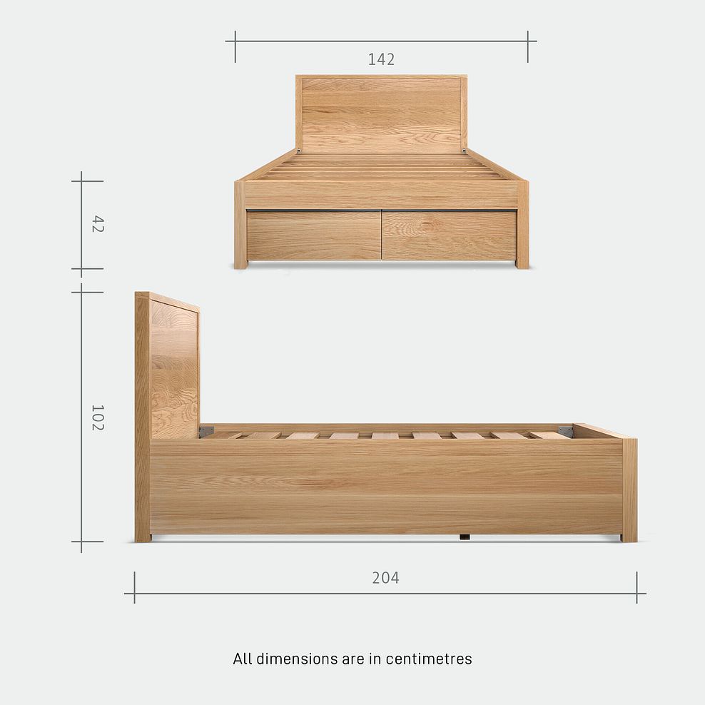 Maine Natural Solid Oak & Metal Storage Double Bed 12