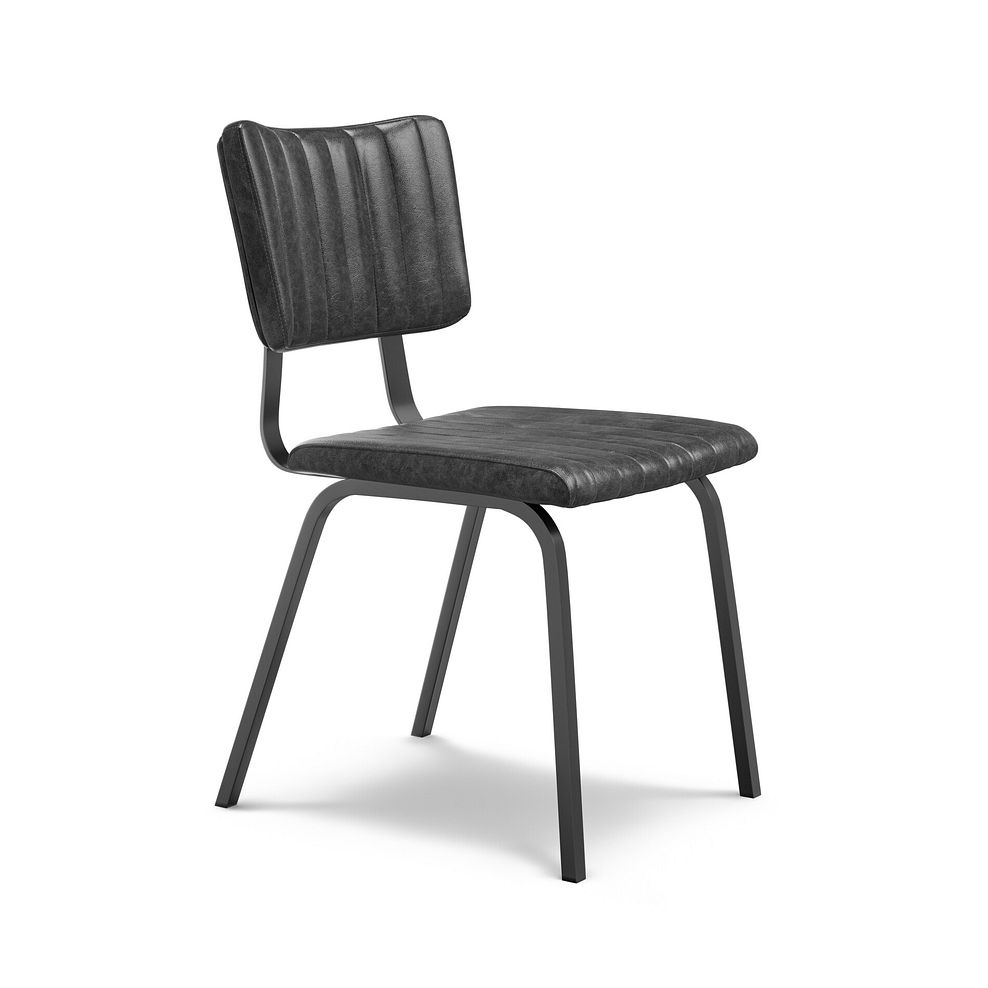 Mason Chair Vintage Black Leather-Look fabric with Black Legs 2