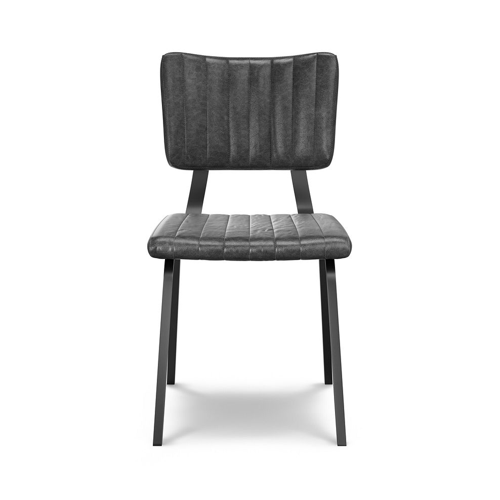 Mason Chair Vintage Black Leather-Look fabric with Black Legs 4