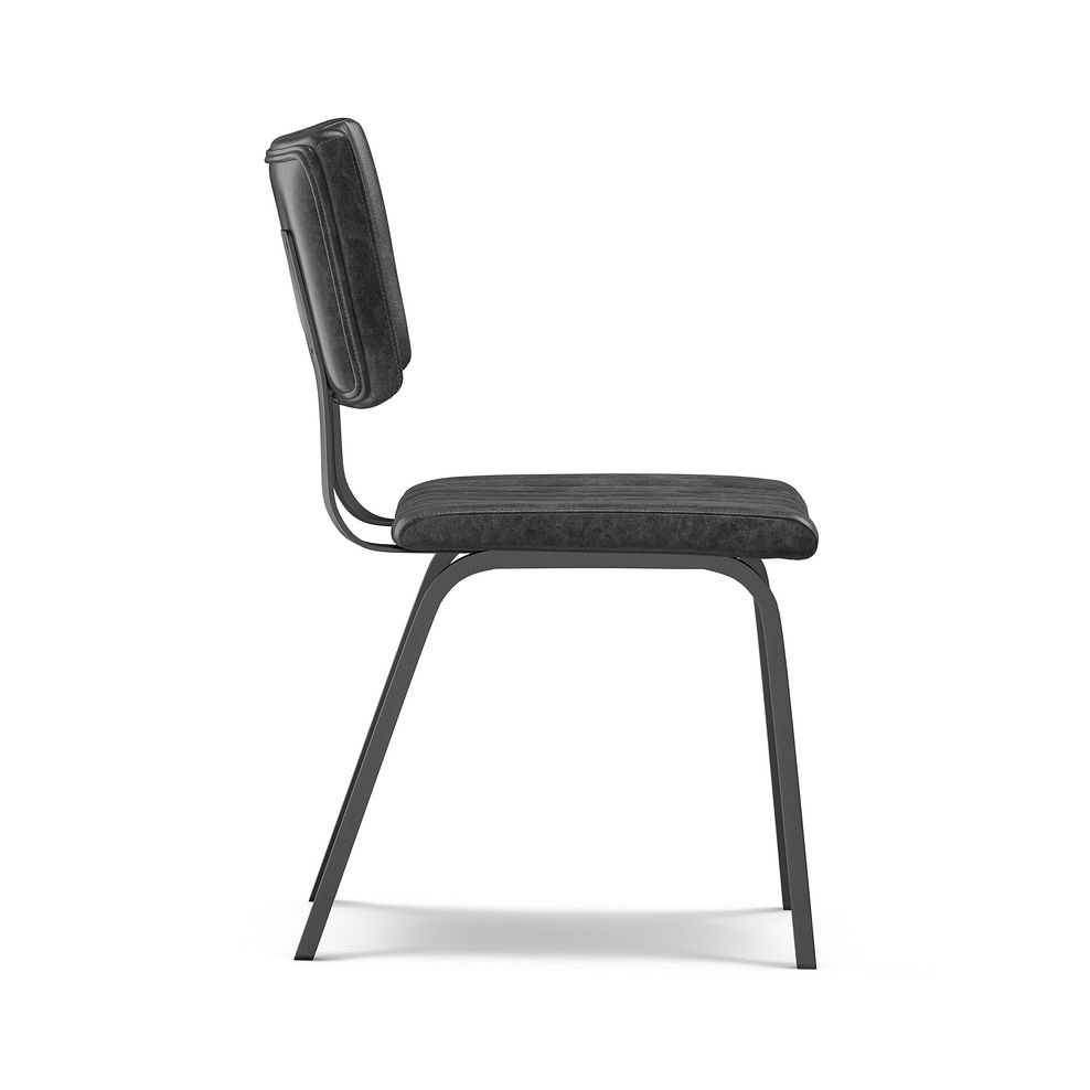 Mason Chair Vintage Black Leather-Look fabric with Black Legs 5