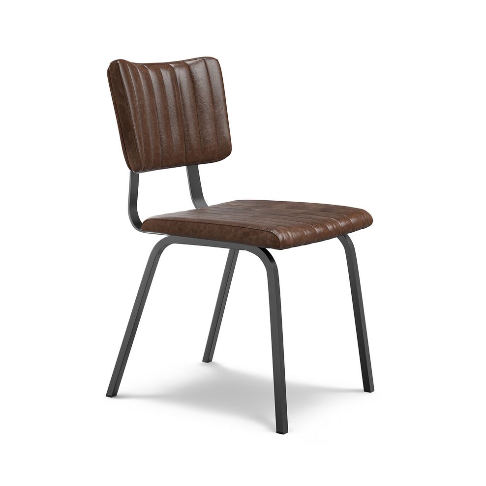 Mason Chair Vintage Brown Leather-Look fabric with Black Legs 2