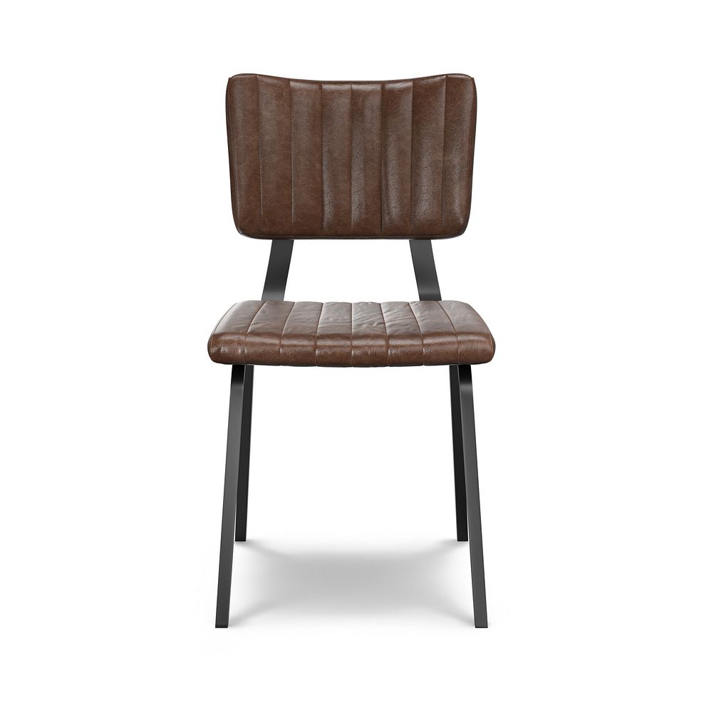 Mason Chair Vintage Brown Leather-Look fabric with Black Legs 4