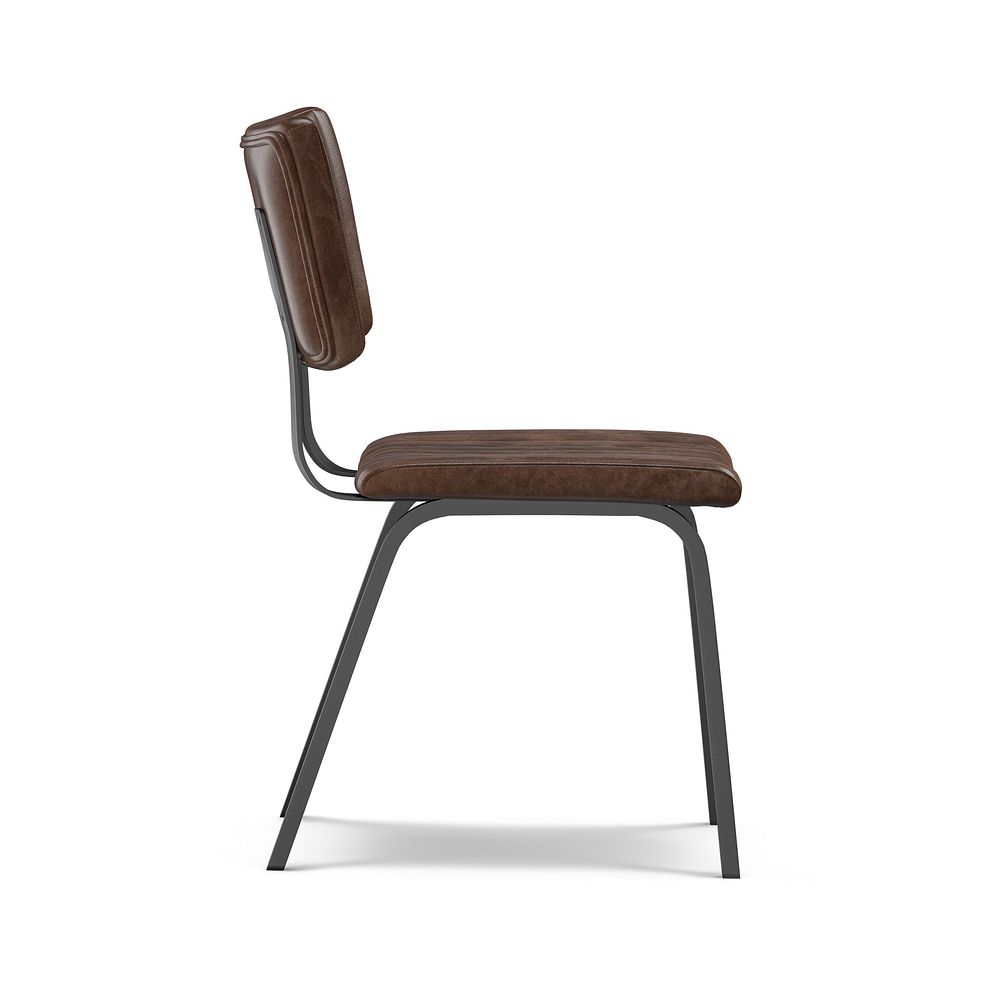 Mason Chair Vintage Brown Leather-Look fabric with Black Legs 5