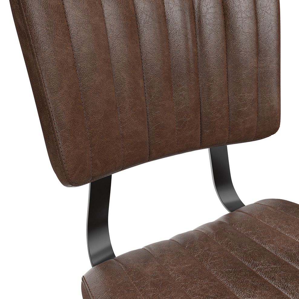 Mason Chair Vintage Brown Leather-Look fabric with Black Legs 6