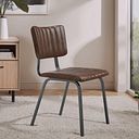 Mason Chair Vintage Brown Leather-Look fabric with Black Legs
