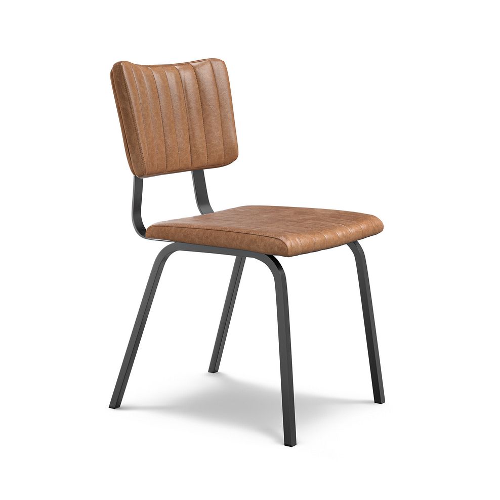 Mason Chair Vintage Tan Leather-Look fabric with Black Legs 4