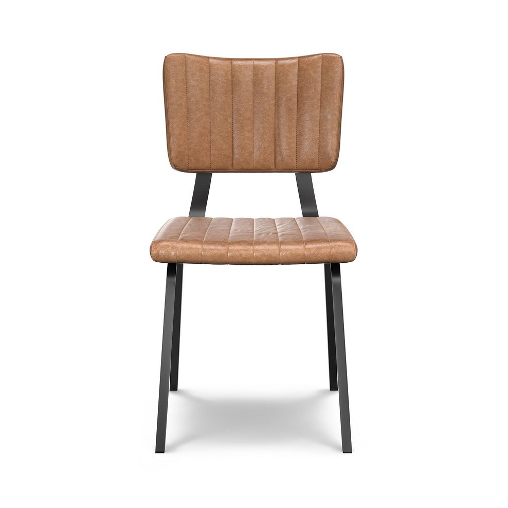 Mason Chair Vintage Tan Leather-Look fabric with Black Legs 5