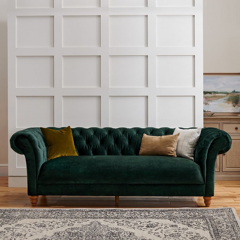Montgomery 3 Seater Sofa in Bottle Green Velvet 1