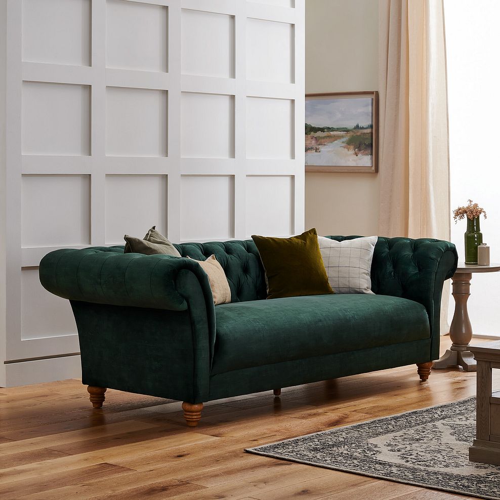 Montgomery 3 Seater Sofa in Bottle Green Velvet 2