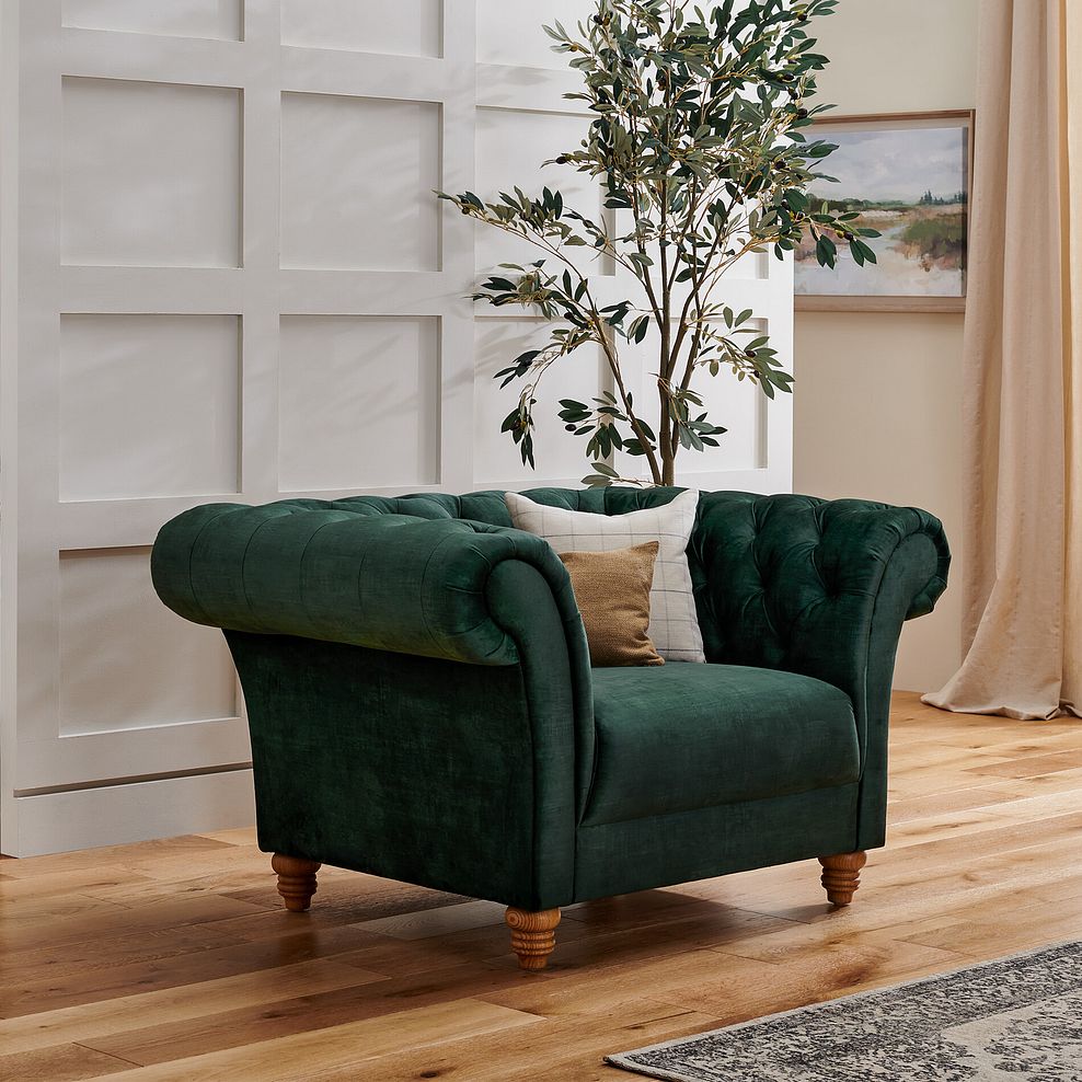 Montgomery Armchair in Bottle Green Velvet 1