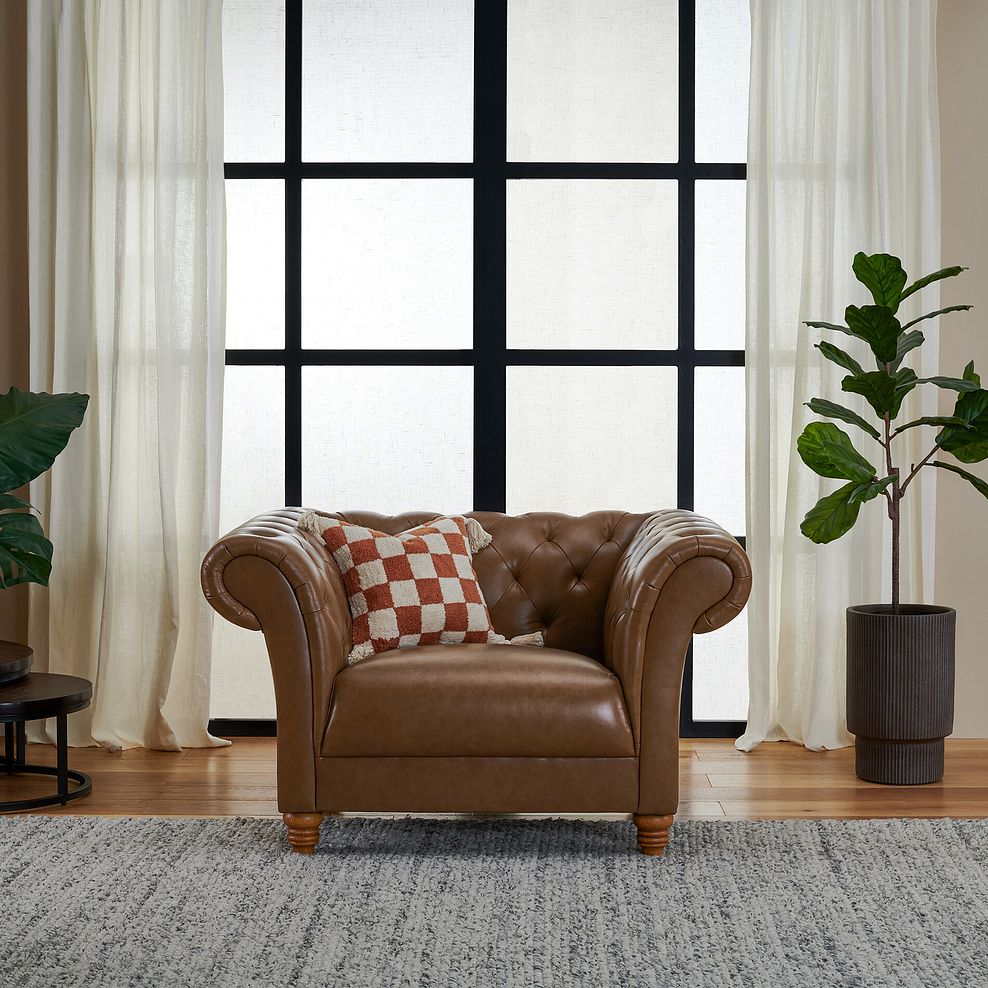 Montgomery Armchair in Camel Leather 1