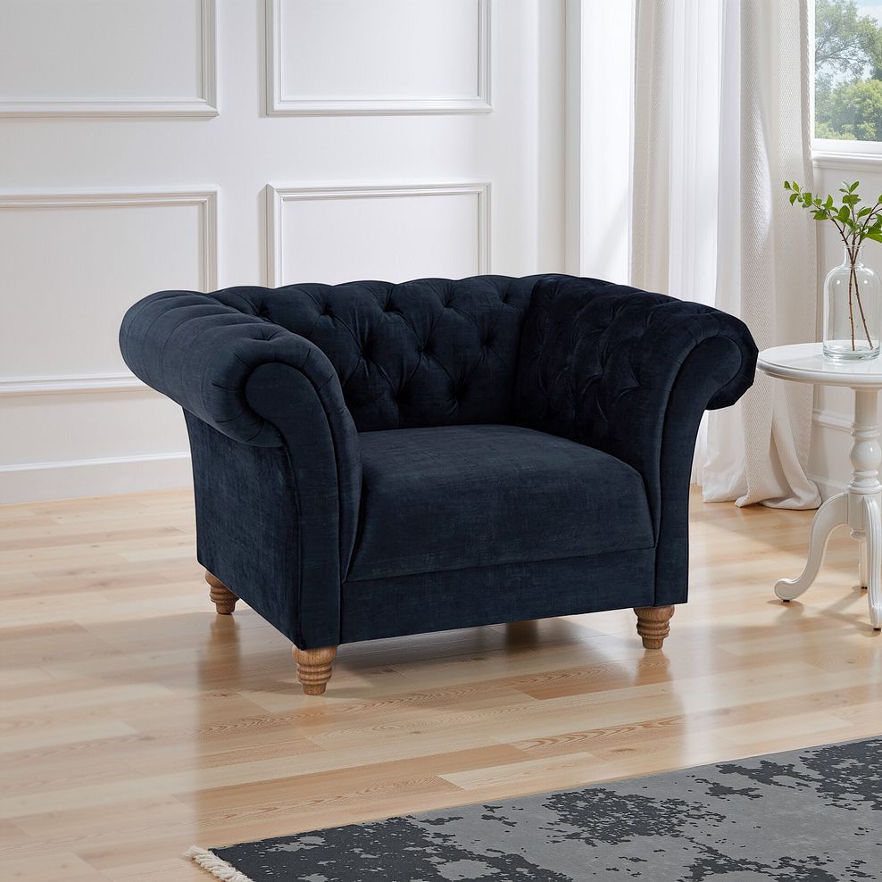 Montgomery Armchair in Royal Blue Velvet 1