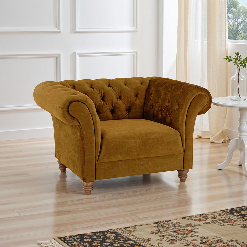 Montgomery Armchair in Saffron Velvet 1