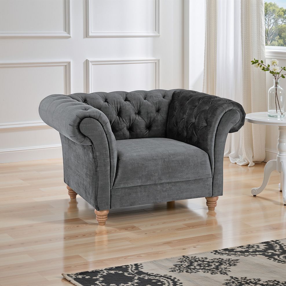 Montgomery Armchair in Steel Velvet 1