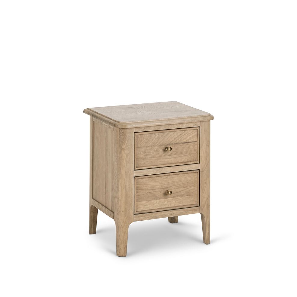 Newton Light Natural Solid Oak 2 Drawer Bedside Table 4