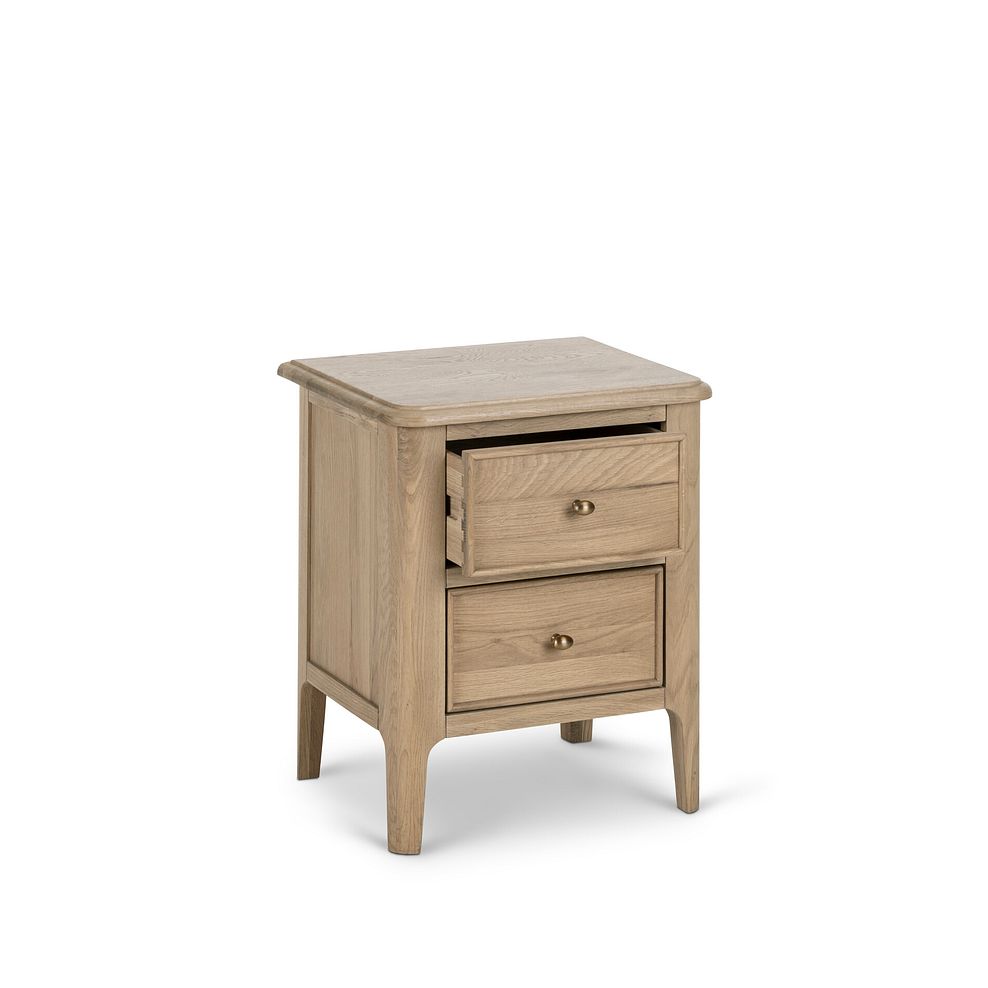 Newton Light Natural Solid Oak 2 Drawer Bedside Table 6