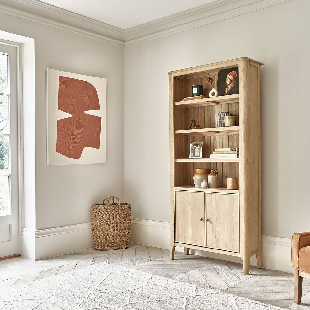 Newton Light Natural Solid Oak Tall Bookcase 2