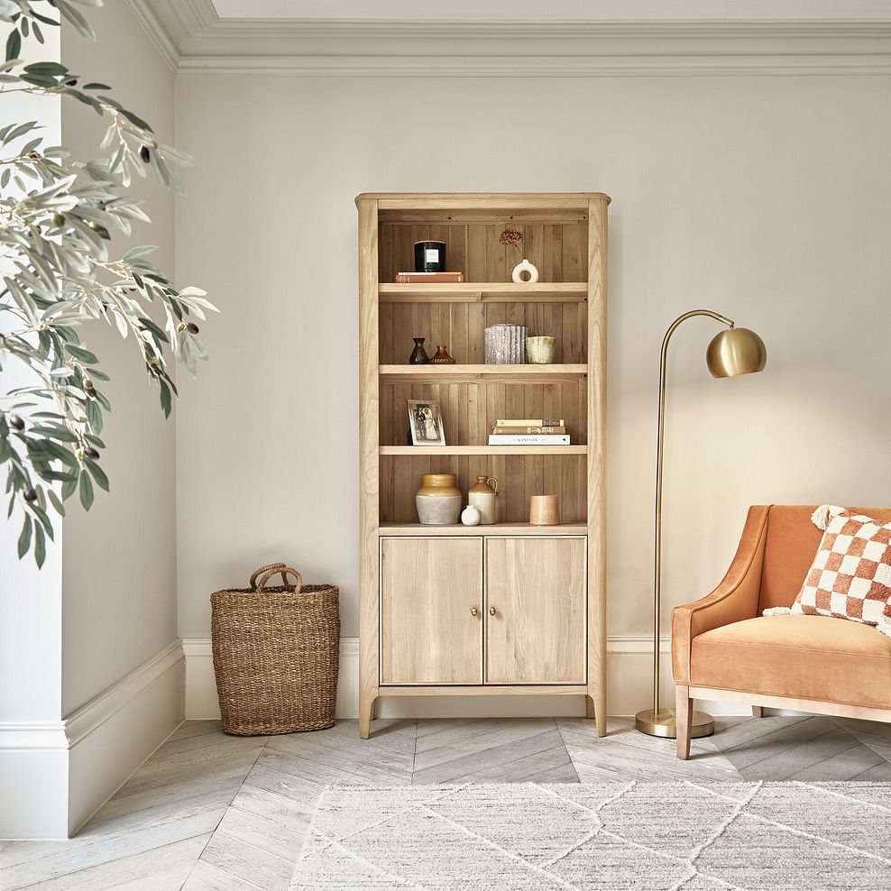 Newton Light Natural Solid Oak Tall Bookcase 1