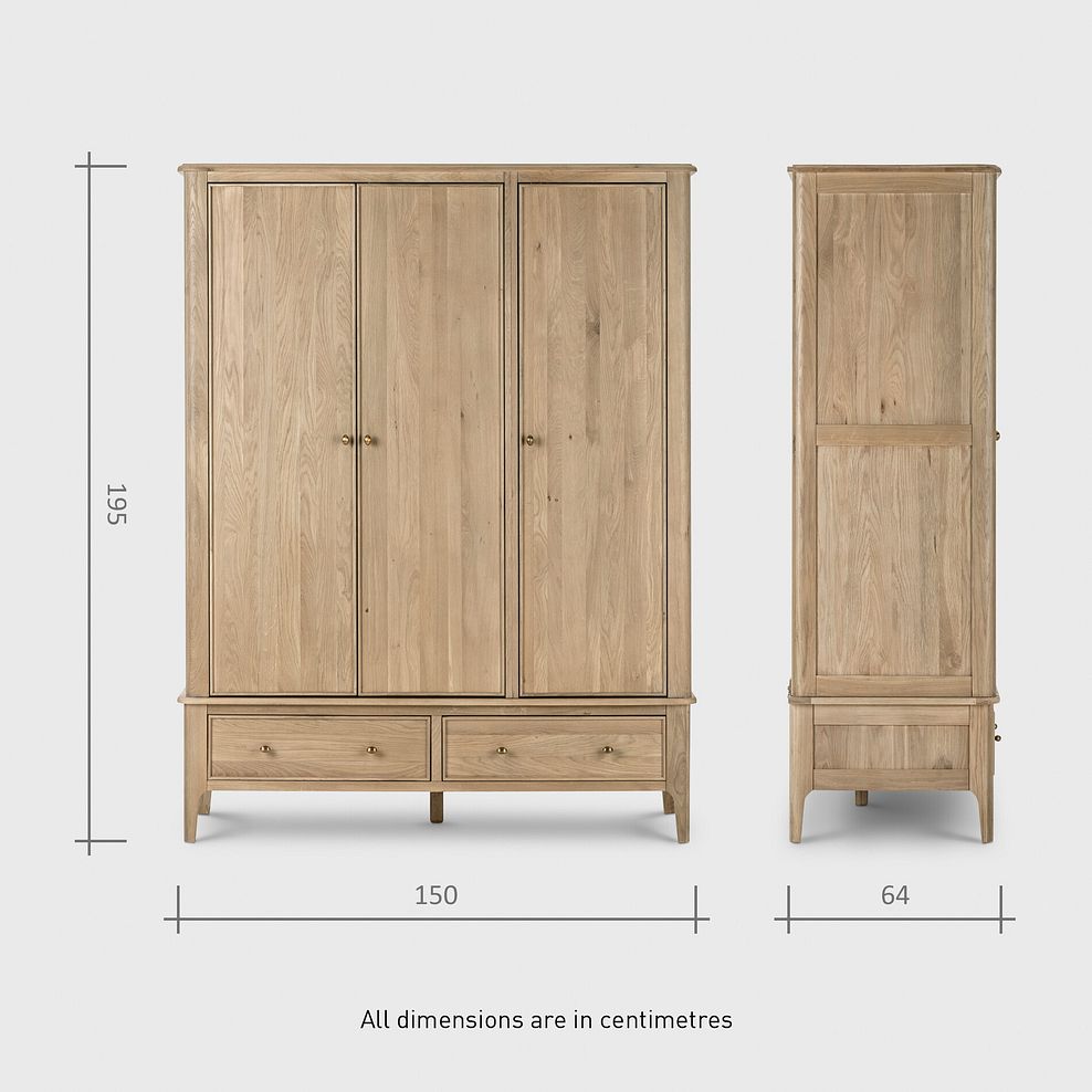 Newton Light Natural Solid Oak Triple Wardrobe 16