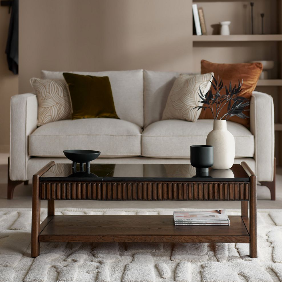 Oliver Dark Solid Oak and Black Marble Coffee Table 2