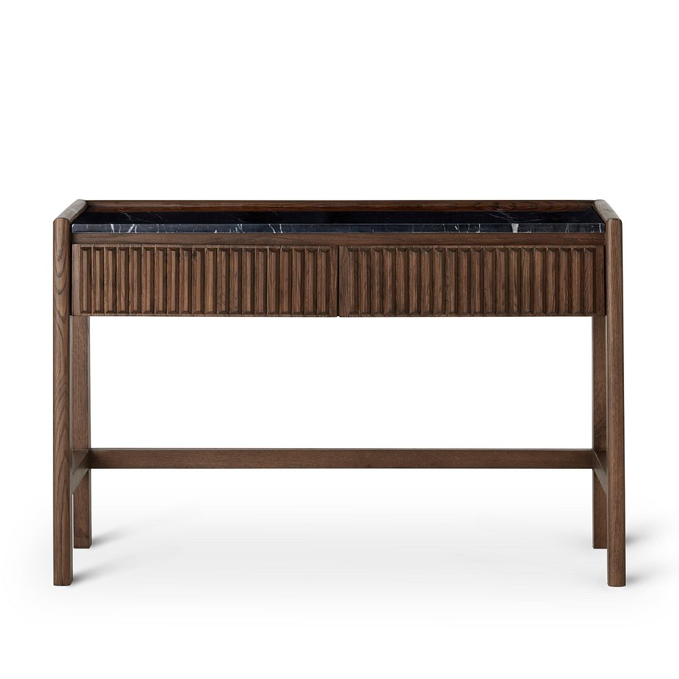 Oliver Dark Solid Oak and Black Marble Console Table 5